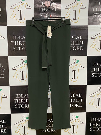 MILLERA |L| WAIST 32| A32| DARK GREEN TIE-WAIST TROUSERS