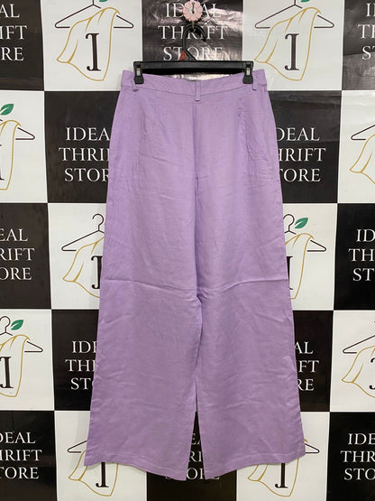 PRINCESS HIGHWAY |M| WAIST 28| A32| LAVENDER WIDE-LEG LINEN-BLEND TROUSERS