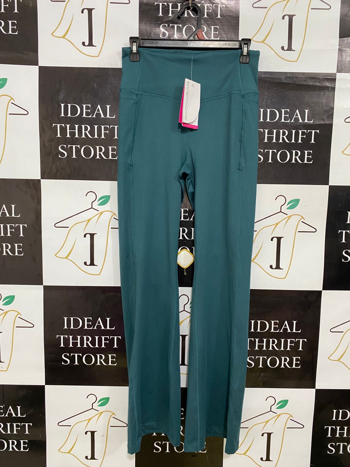 ROCK WEAR |S| WAIST 26| A32| TEAL HIGH-WAISTED ATHLETIC FLARE PANTS