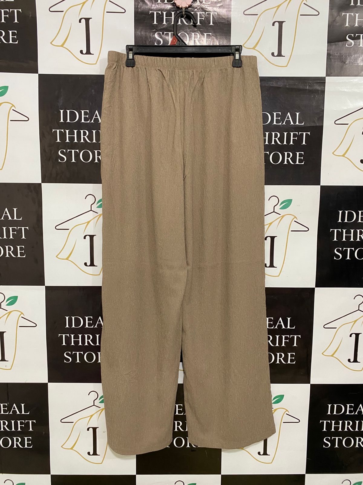 ANKO |L| WAIST 30| A32| BROWN CRINKLE TEXTURED WIDE-LEG LOUNGE PANTS