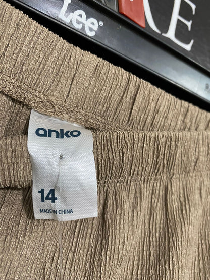 ANKO |L| WAIST 30| A32| BROWN CRINKLE TEXTURED WIDE-LEG LOUNGE PANTS