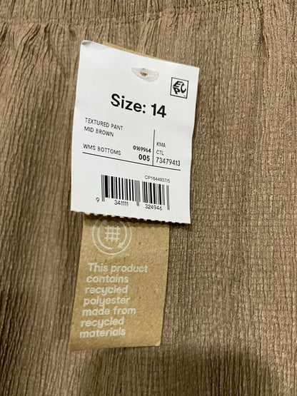 ANKO |L| WAIST 30| A32| BROWN CRINKLE TEXTURED WIDE-LEG LOUNGE PANTS