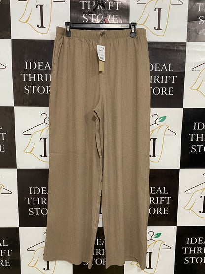 ANKO |L| WAIST 30| A32| BROWN CRINKLE TEXTURED WIDE-LEG LOUNGE PANTS
