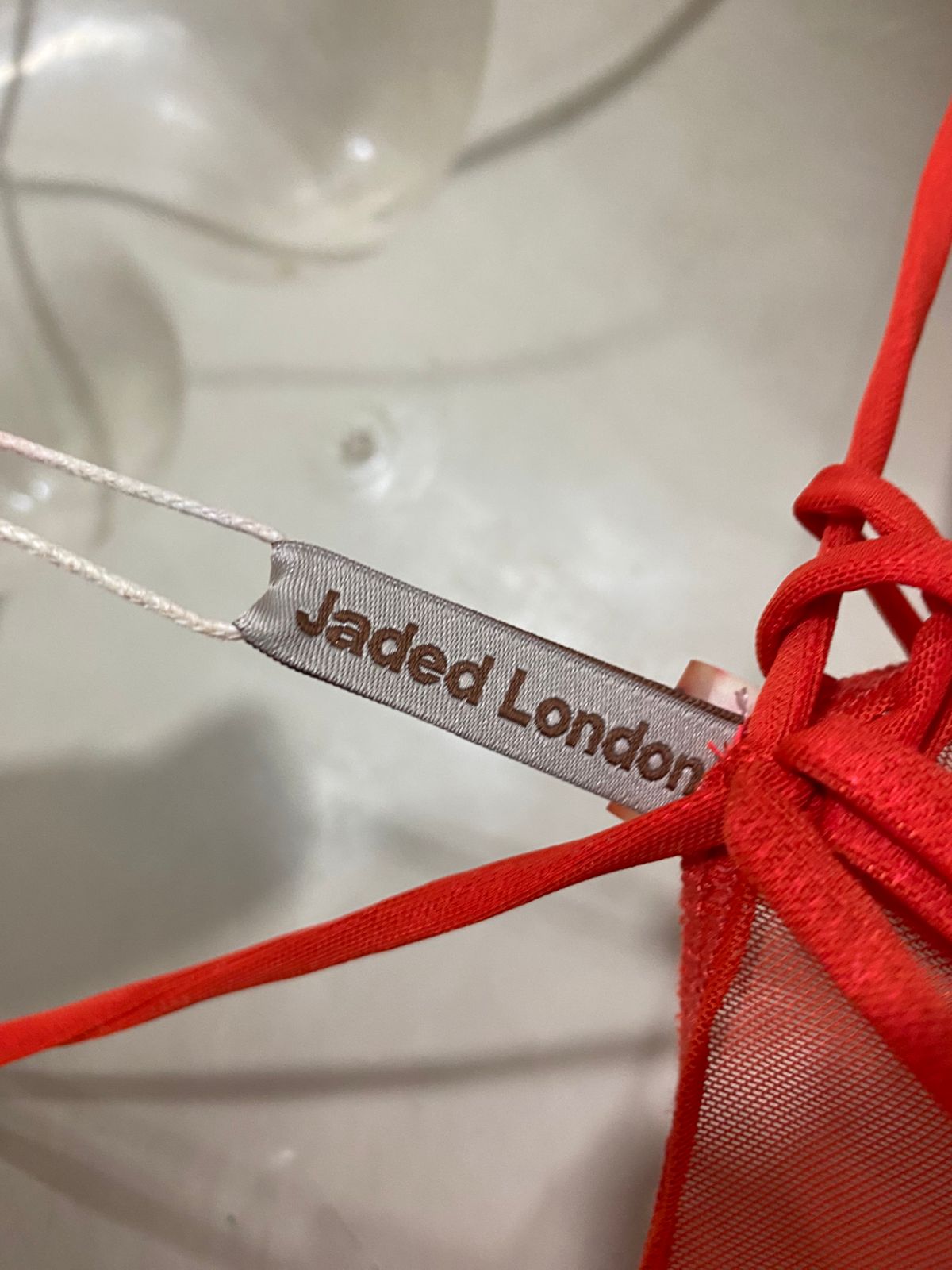 JADED LONDON |S| BUST 14| A31| ORANGE SHEER MESH LONG-SLEEVE MIDI DRESS