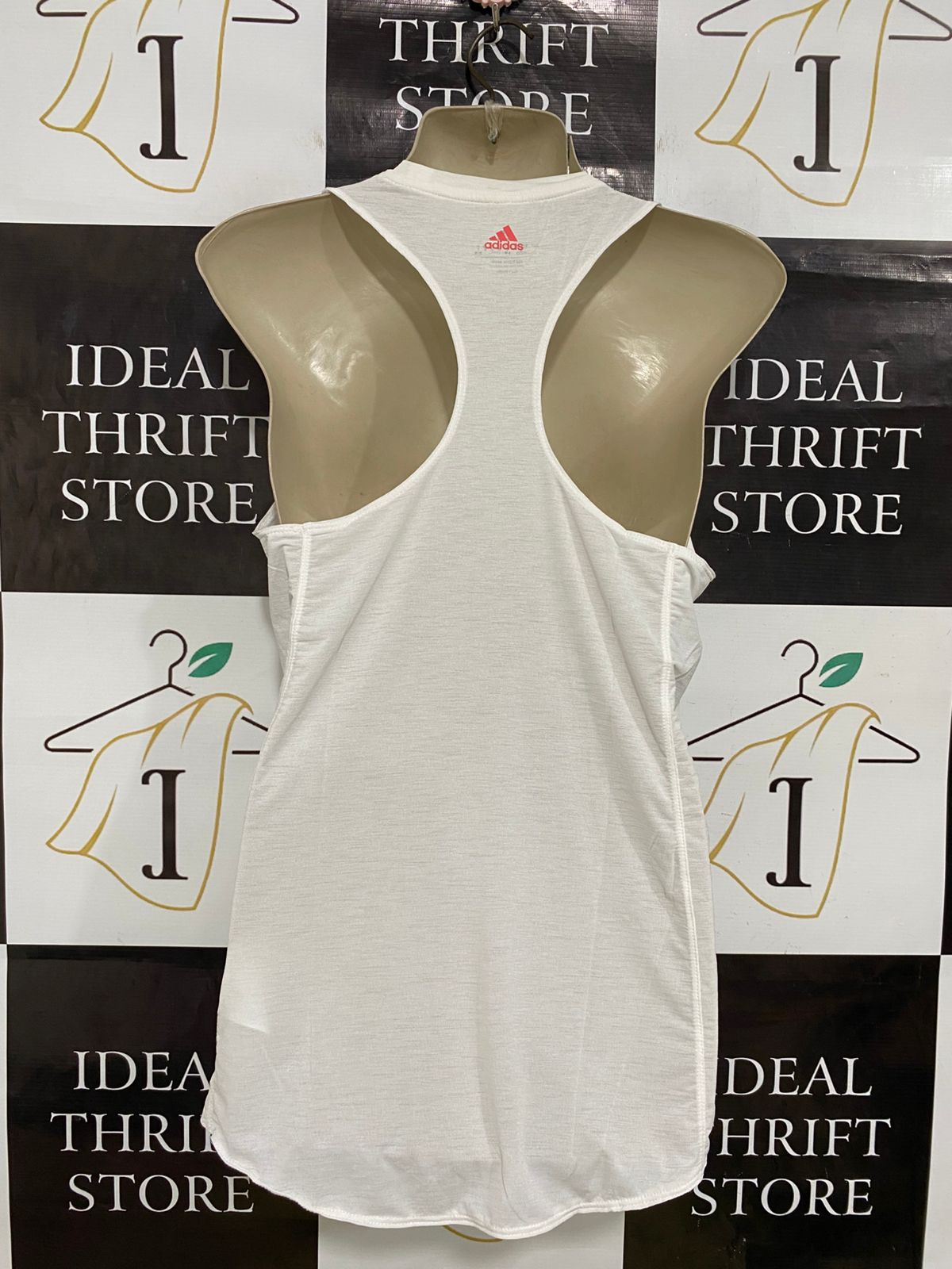 ADIDAS |S| BUST 16| A31| WHITE & PINK LOGO ATHLETIC TANK TOP