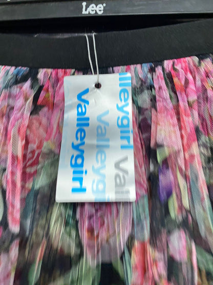 VALLEY GIRL |S| WAIST 24| A31| PINK FLORAL TIERED MESH MIDI SKIRT