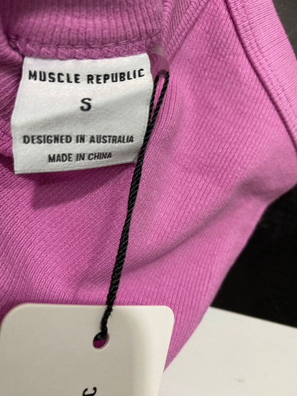 MUSCLE REPUBLIC |S| BUST 13| A31| PINK RIBBED RACERBACK TANK TOP