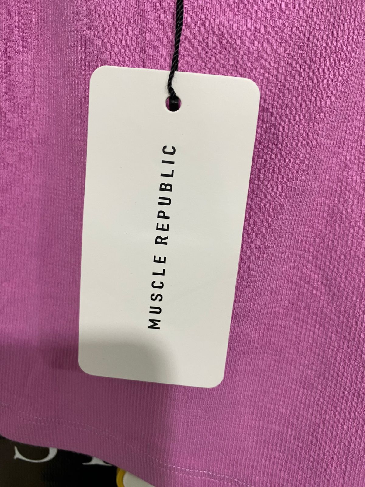 MUSCLE REPUBLIC |S| BUST 13| A31| PINK RIBBED RACERBACK TANK TOP