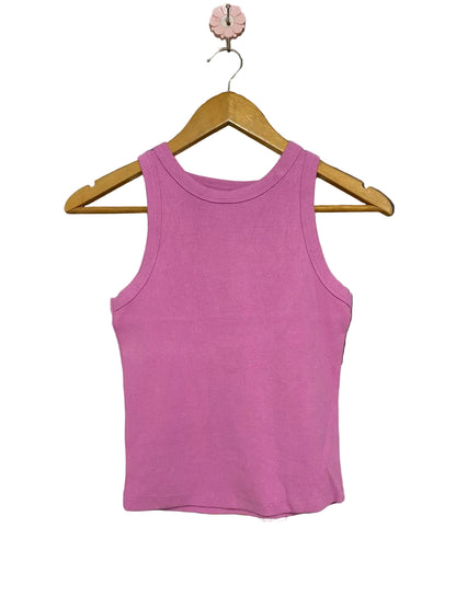 MUSCLE REPUBLIC |S| BUST 13| A31| PINK RIBBED RACERBACK TANK TOP