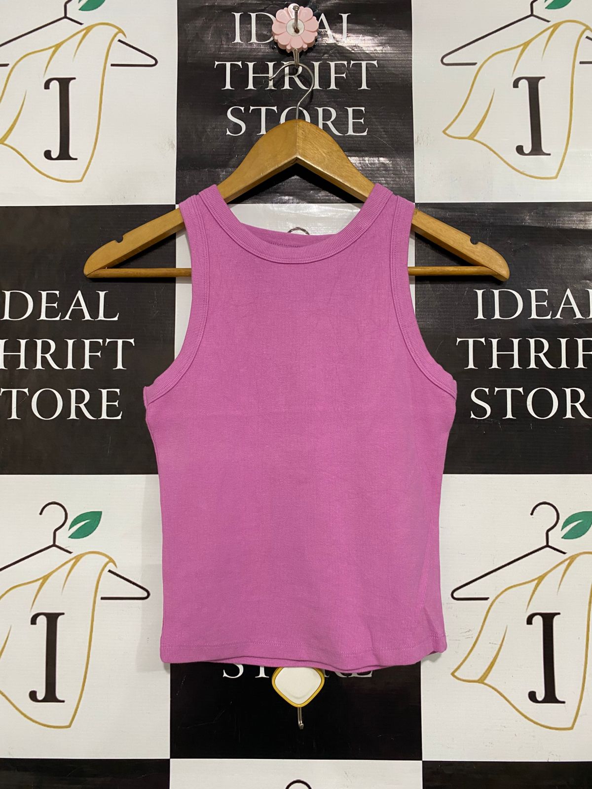 MUSCLE REPUBLIC |S| BUST 13| A31| PINK RIBBED RACERBACK TANK TOP