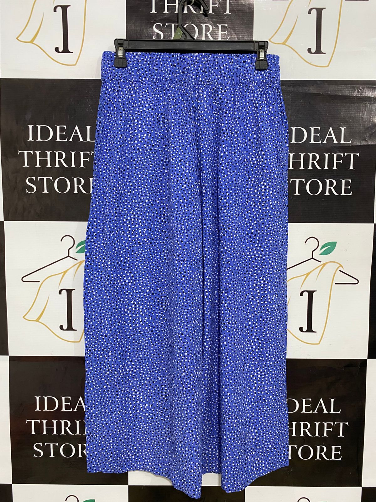 M&S |M| WAIST 28| A31| BLUE & WHITE POLKA DOT WIDE-LEG CULOTTES