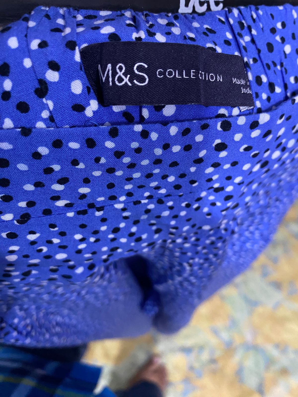 M&S |M| WAIST 28| A31| BLUE & WHITE POLKA DOT WIDE-LEG CULOTTES