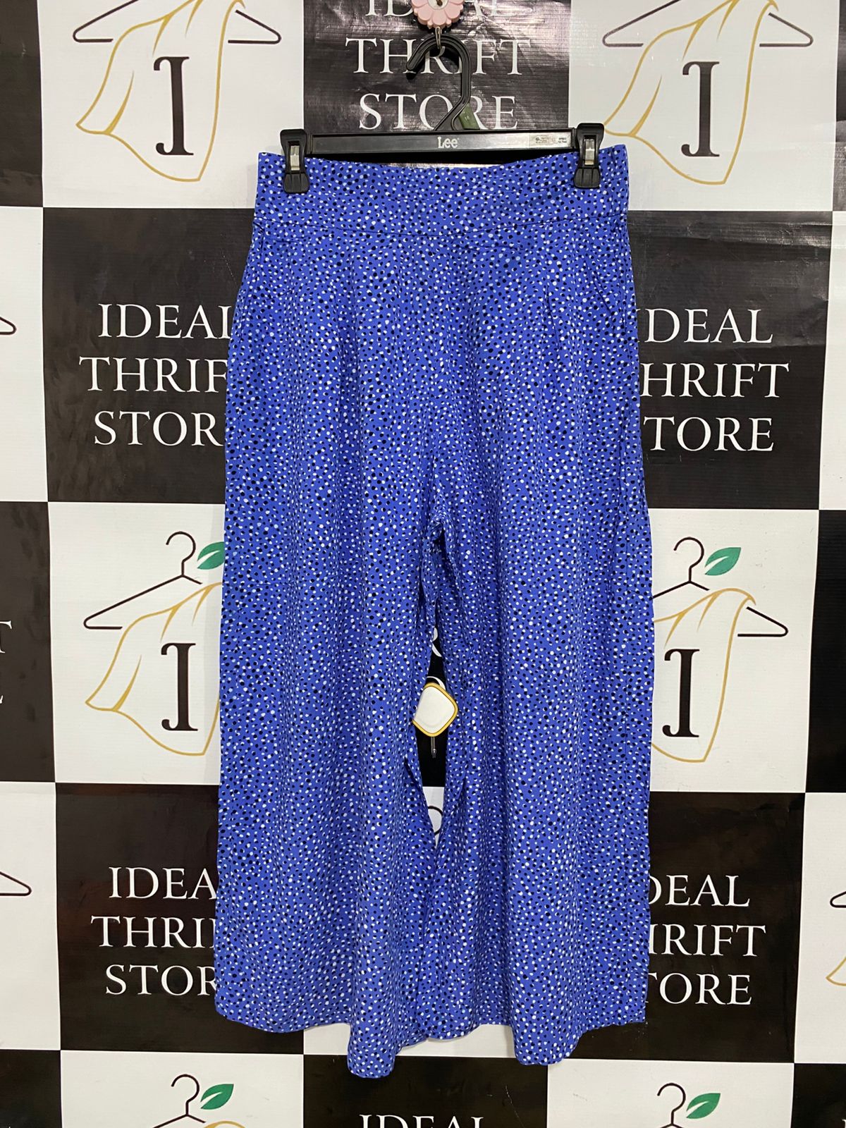 M&S |M| WAIST 28| A31| BLUE & WHITE POLKA DOT WIDE-LEG CULOTTES