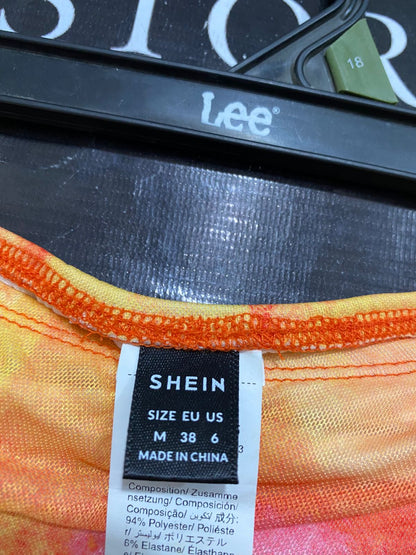 SHEIN |M| WAIST 26| A31| SUNSET TIE-DYE WATERCOLOR RUFFLED SLIT MIDI SKIRT