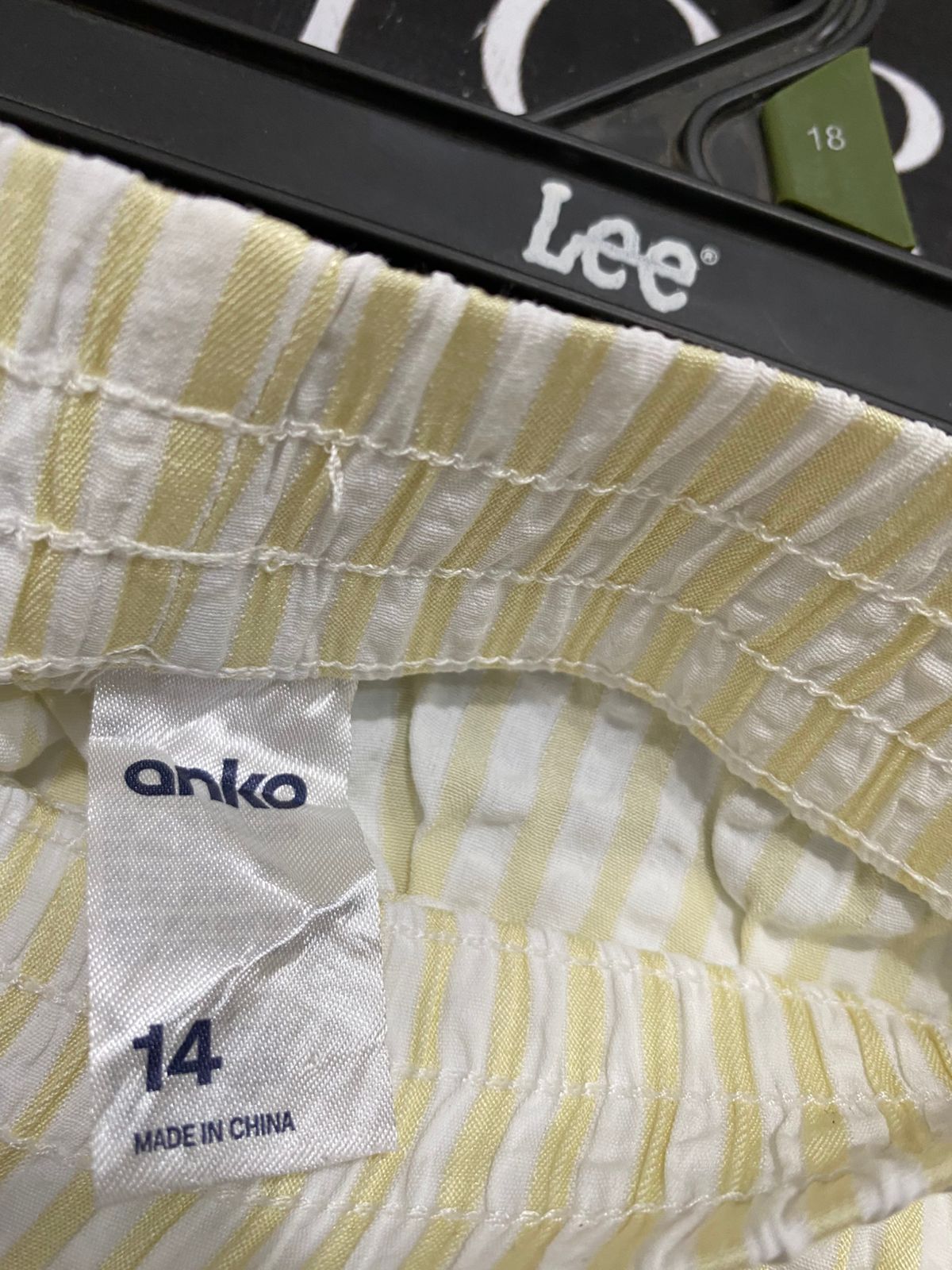 ANKO |XL| WAIST 32| A31| YELLOW & WHITE STRIPED SEERSUCKER WIDE-LEG TROUSERS