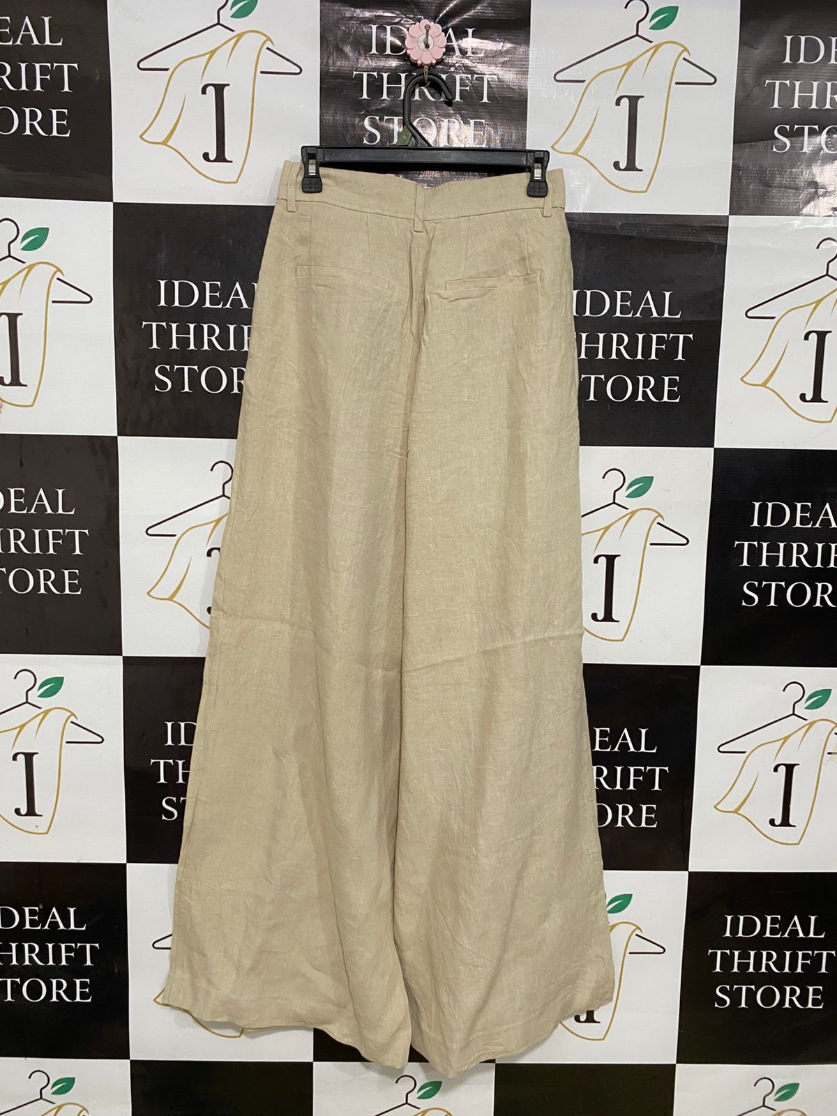 AERE |M| WAIST 27| A31| BEIGE LINEN-BLEND TAILORED WIDE-LEG TROUSERS