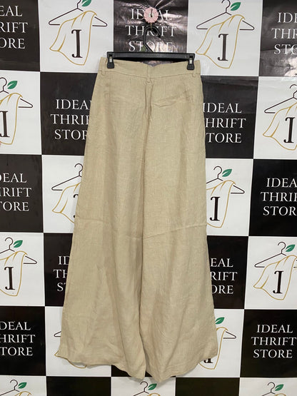 AERE |M| WAIST 27| A31| BEIGE LINEN-BLEND TAILORED WIDE-LEG TROUSERS