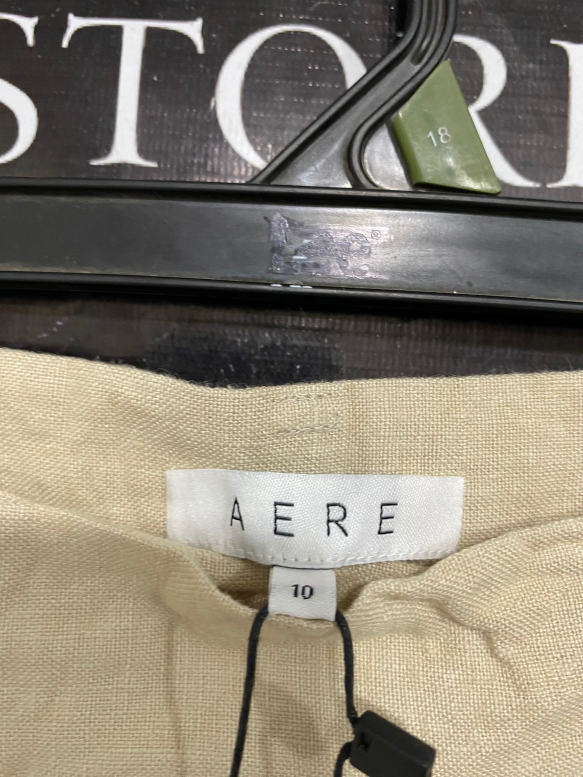 AERE |M| WAIST 27| A31| BEIGE LINEN-BLEND TAILORED WIDE-LEG TROUSERS
