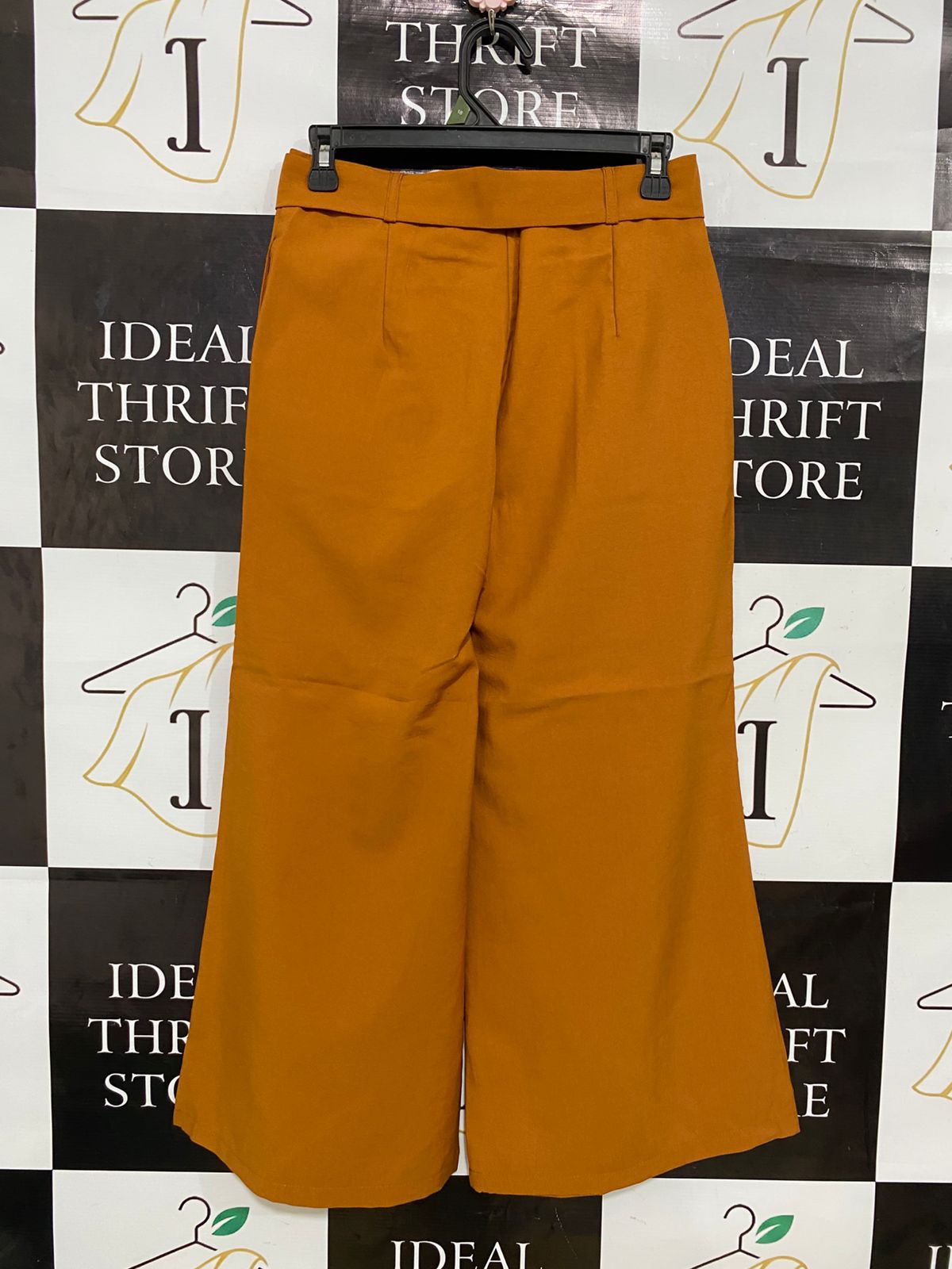 |L| WAIST 28| A31| MUSTARD YELLOW TIE-BELT WIDE-LEG CULOTTES