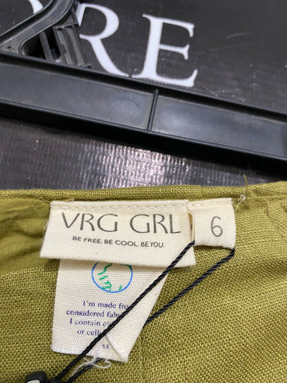 VRG GRL |XS| WAIST 24| A31| OLIVE GREEN BEADED SIDE-SLIT WIDE-LEG TROUSERS