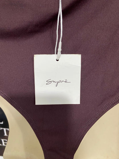 SUPRE |M| BUST 16| A31| MAUVE ONE-SHOULDER GOLD-ACCENT BODYSUIT