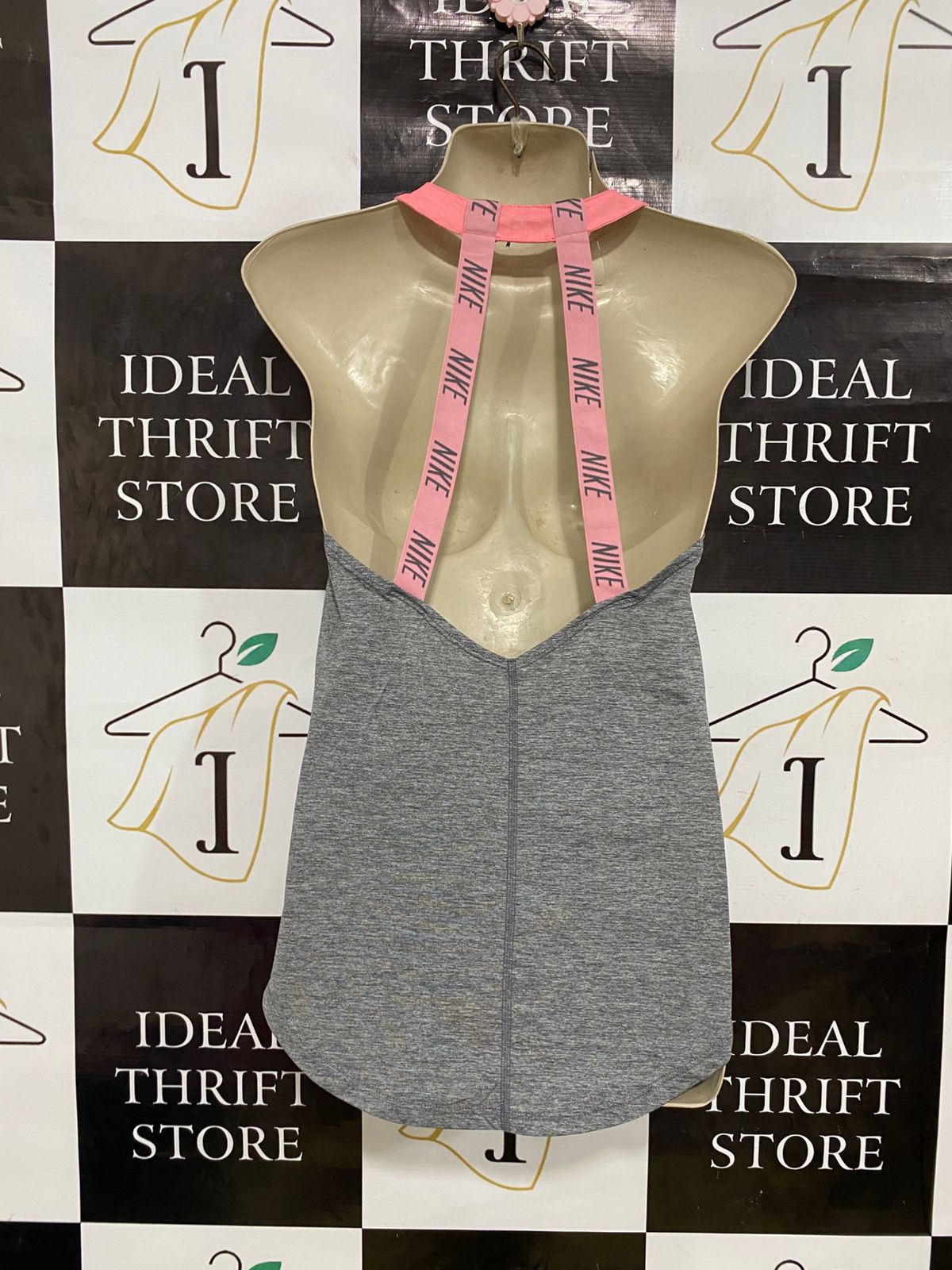 NIKE |XS| BUST 15| A31| GREY & NEON PINK ATHLETIC RACERBACK TANK TOP
