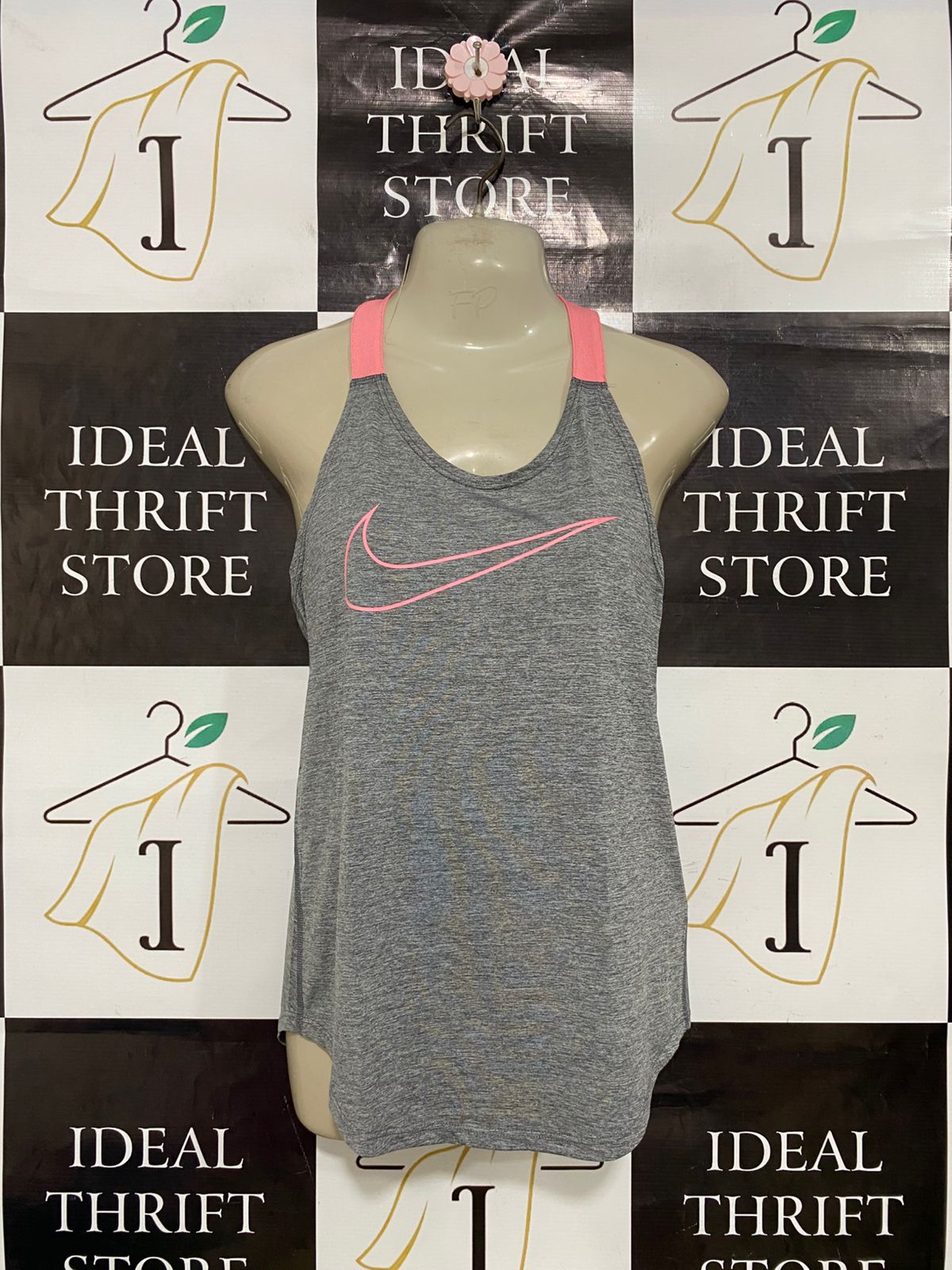 NIKE |XS| BUST 15| A31| GREY & NEON PINK ATHLETIC RACERBACK TANK TOP