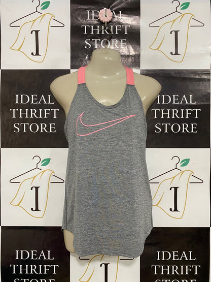 NIKE |XS| BUST 15| A31| GREY & NEON PINK ATHLETIC RACERBACK TANK TOP