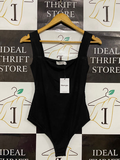 SHOW PO |S| BUST 13| A31| BLACK SQUARE NECK THONG BODYSUIT