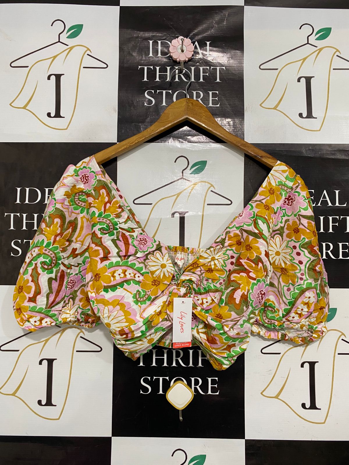 LILY LOVES |S| BUST 13| A31| MULTICOLOR FLORAL & PAISLEY CROPPED BLOUSE