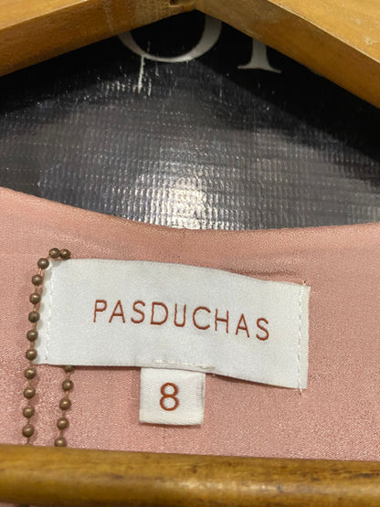 PASDUCHAS |S| BUST 16| A31| ROSE GOLD SATIN TIE-FRONT HIGH-LOW MIDI DRESS