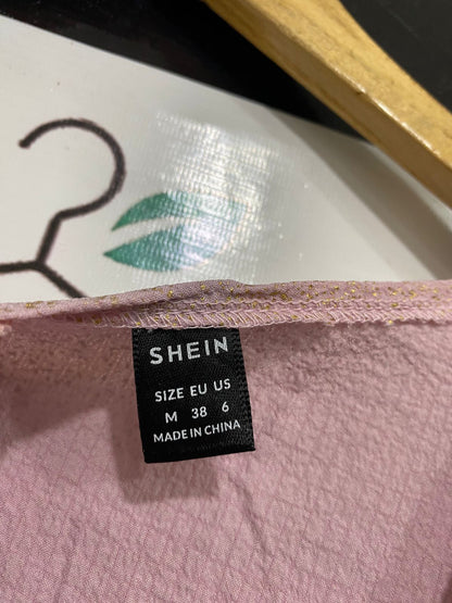 SHEIN |M| BUST 18| A31| DUSTY PINK SQUARE NECK BUTTON-FRONT LONG-SLEEVE MIDI DRESS
