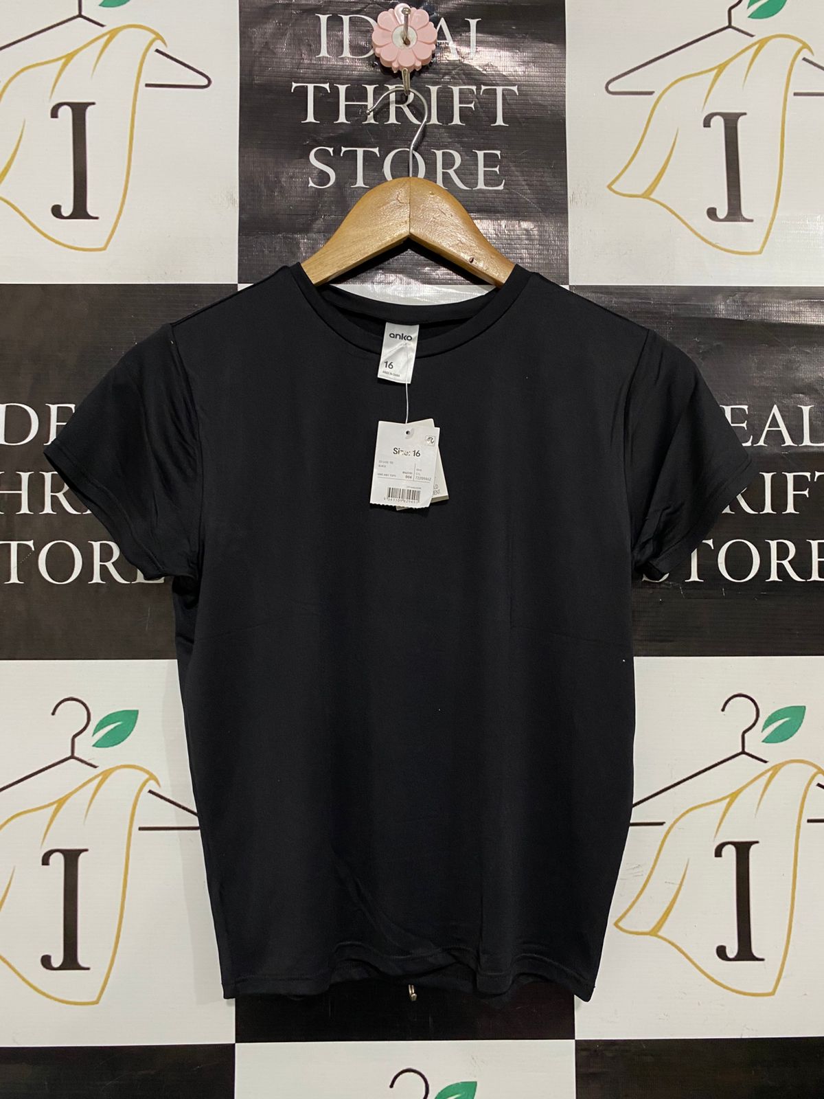ANKO |S| BUST 16| A31| BLACK BASIC SHORT-SLEEVE T-SHIRT