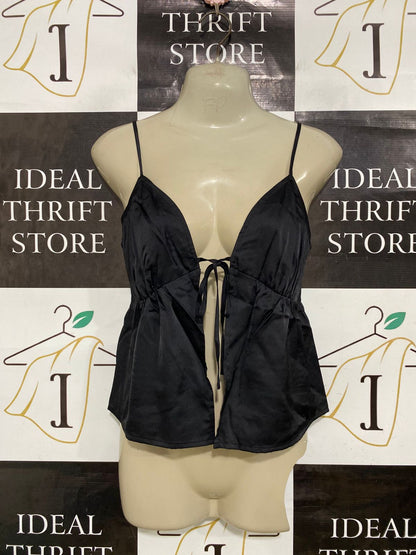 ANKO |S| BUST 15| A31| BLACK SATIN TIE-FRONT CAMI TOP