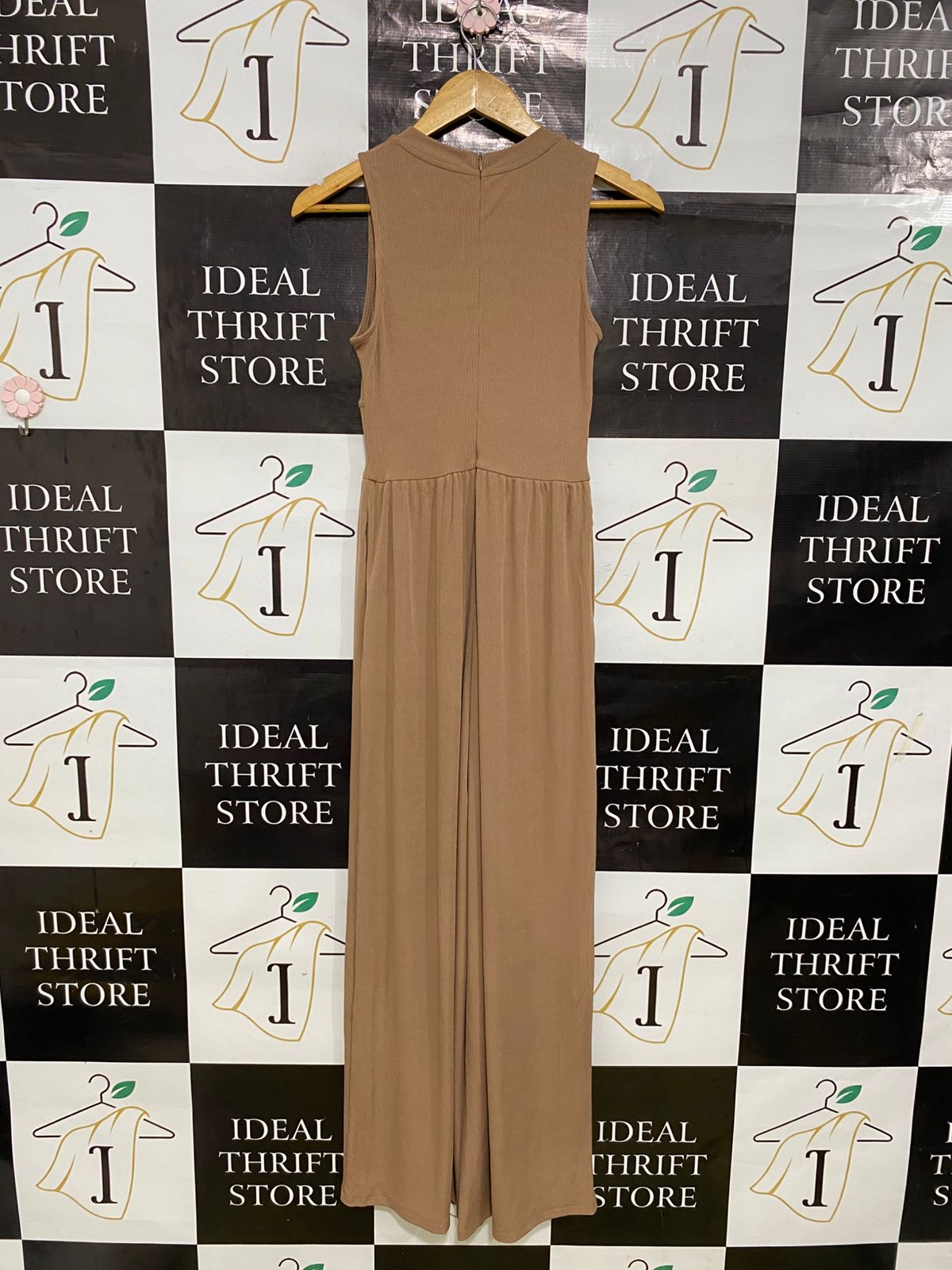 CIDER |XS| BUST 13| A31| BROWN SLEEVELESS CORSET-STYLE WIDE-LEG JUMPSUIT