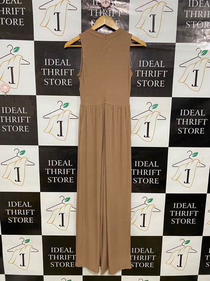 CIDER |XS| BUST 13| A31| BROWN SLEEVELESS CORSET-STYLE WIDE-LEG JUMPSUIT