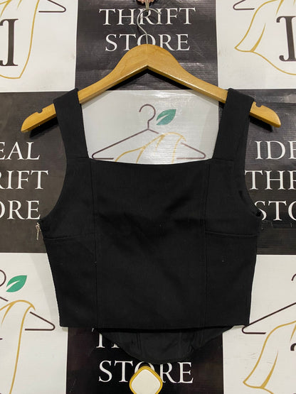 TIGER MIST |XS| BUST 14| A31| BLACK SQUARE NECK CORSET CROP TOP