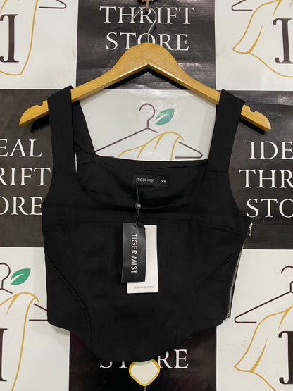 TIGER MIST |XS| BUST 14| A31| BLACK SQUARE NECK CORSET CROP TOP