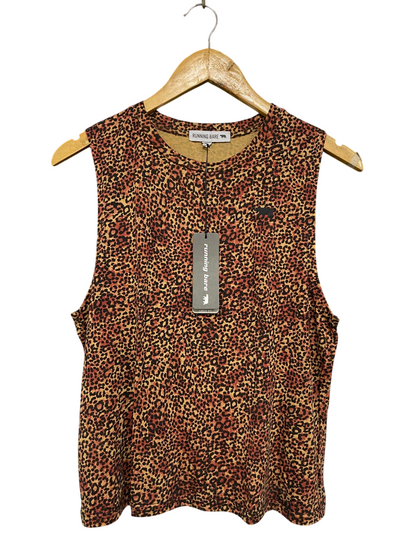RUNNING BARE |S| BUST 18| A32| BROWN LEOPARD-PRINT SLEEVELESS ACTIVE TANK TOP