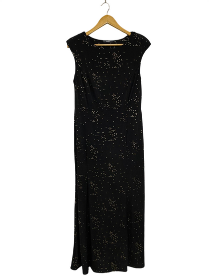 GEORGE |M| BUST 17| A32| BLACK & GOLD STARBURST-STUDDED SLEEVELESS MAXI DRESS