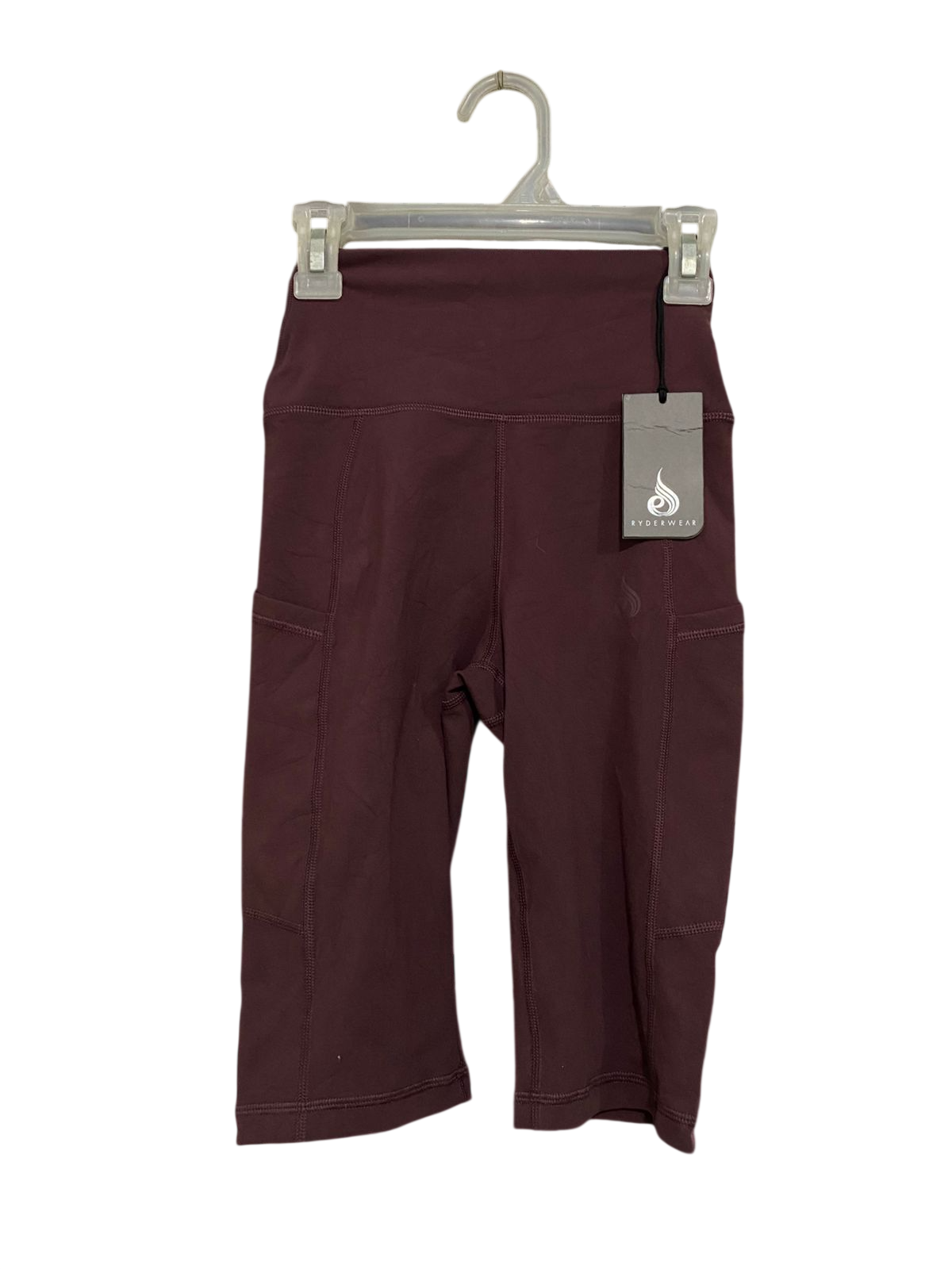 RYDER WEAR |XS| WAIST 18| A32| MAROON HIGH-WAISTED POCKET ACTIVEWEAR BIKE SHORTS