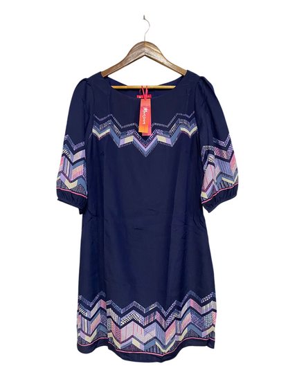 MONSOON |M| BUST 19| A32| NAVY BLUE CHEVRON GEOMETRIC PRINT SHIFT DRESS