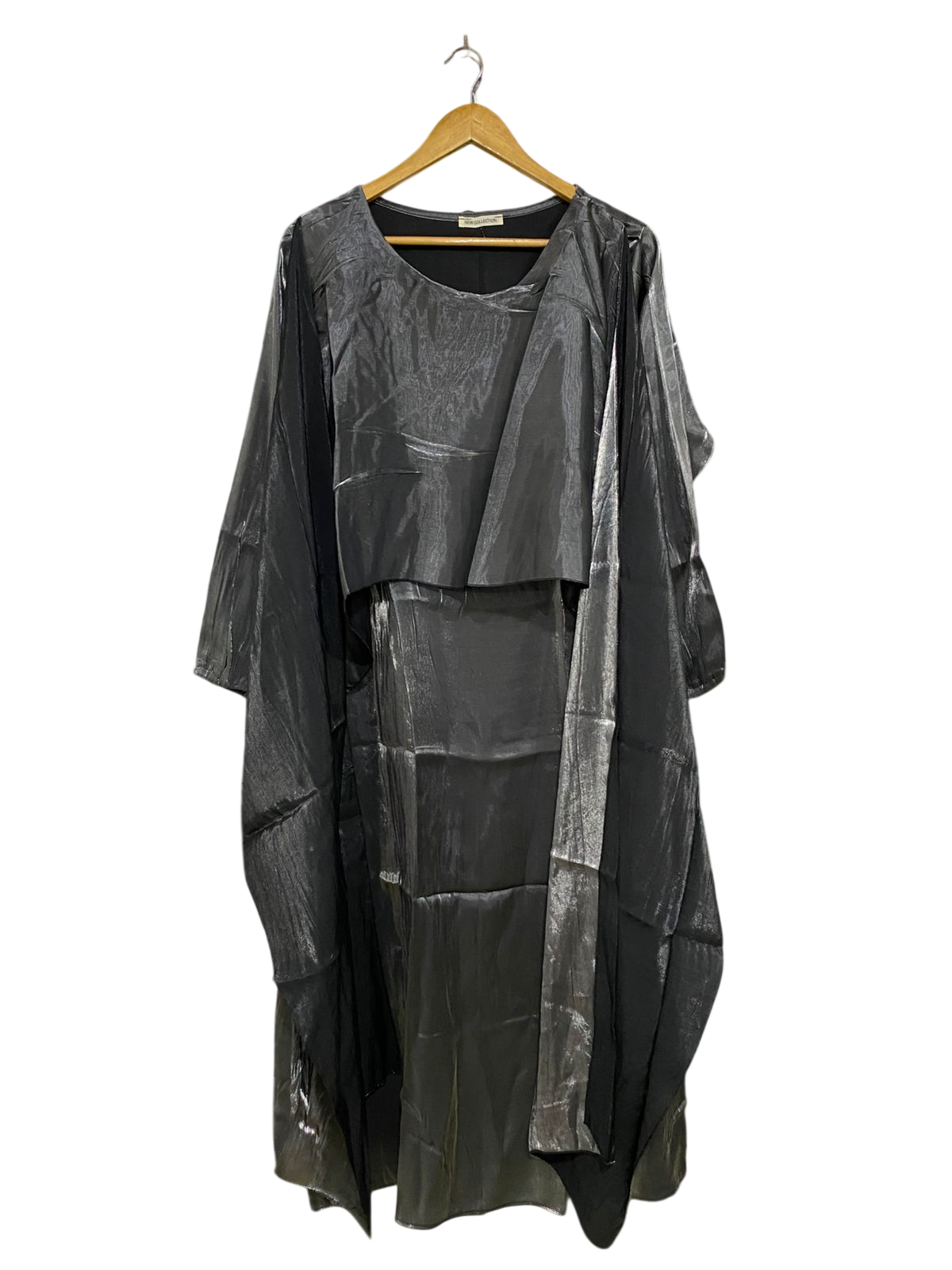NEW COLLECTION |XL| BUST 22| A33| CHARCOAL GREY METALLIC LAYERED OVERSIZED KAFTAN DRESS