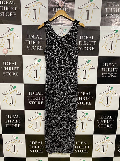 V BY VERY |L| BUST 18| A33| BLACK & WHITE POLKA DOT SCOOP-NECK SLEEVELESS MIDI DRESS