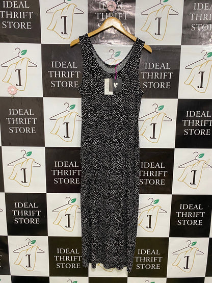 V BY VERY |L| BUST 18| A33| BLACK & WHITE POLKA DOT SCOOP-NECK SLEEVELESS MIDI DRESS