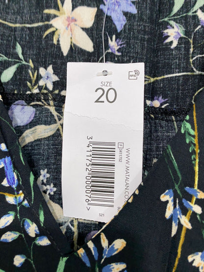 PAPAYA |L| BUST 20| A33| BLACK & MULTICOLOR FLORAL V-NECK SHORT-SLEEVE MIDI DRESS