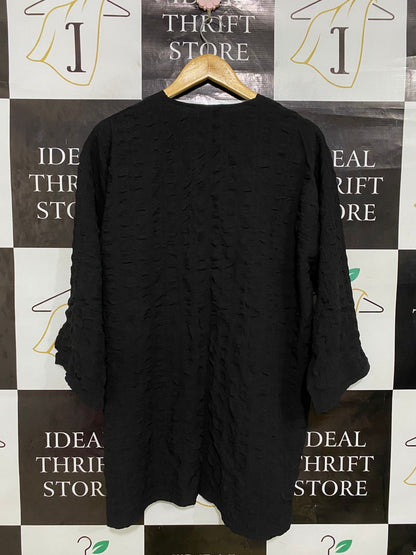BOOHOO |L| BUST 22| A33| BLACK TEXTURED OPEN-FRONT OVERSIZED KIMONO CARDIGAN