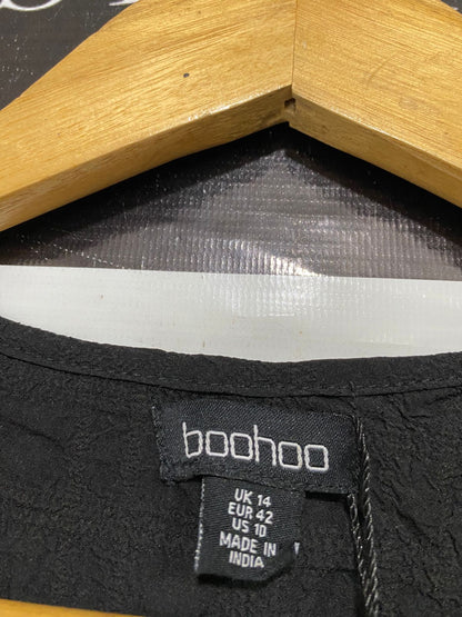 BOOHOO |L| BUST 22| A33| BLACK TEXTURED OPEN-FRONT OVERSIZED KIMONO CARDIGAN