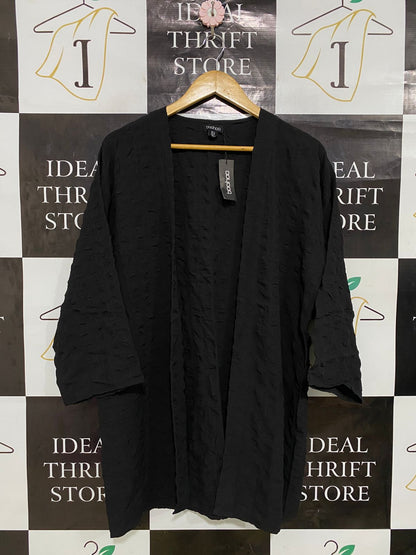 BOOHOO |L| BUST 22| A33| BLACK TEXTURED OPEN-FRONT OVERSIZED KIMONO CARDIGAN