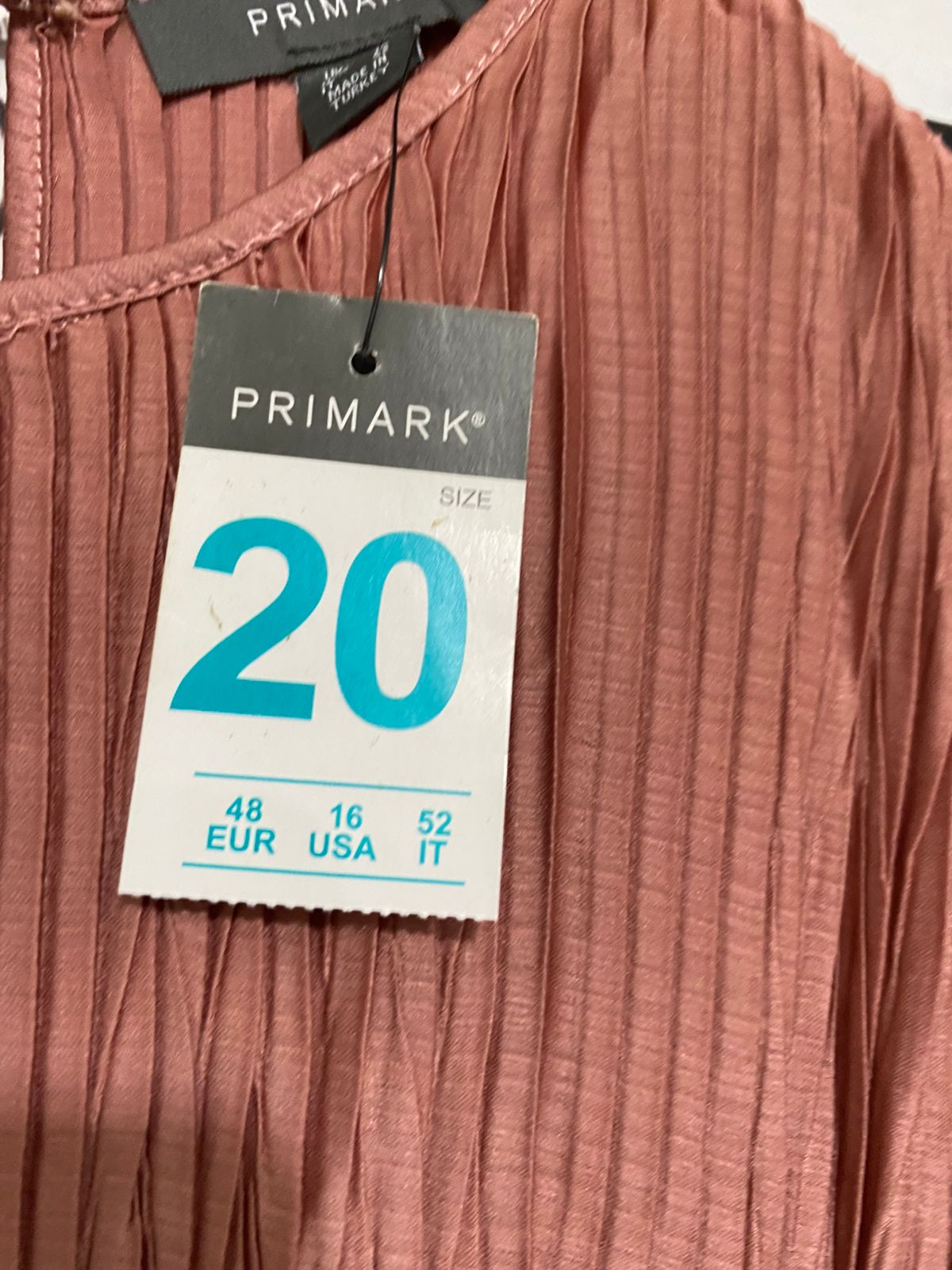 PRIMARK |M| BUST 19| A32| MAUVE PINK TEXTURED PLEATED LONG-SLEEVE PEPLUM TOP